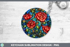 Stained Glass Rose Keychain Sublimation Keyring Designs Product Image 1