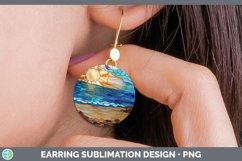 Stained Glass Beach Round Earrings Sublimation Earrings Desi Product Image 1