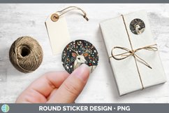 Stained Glass Woodland Reindeer Stickers | Round Labels Desi Product Image 1