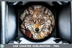 Stained Glass Woodland Wolf Car Coaster Sublimation Designs Product Image 1