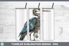 Steampunk Great Blue Heron Tumbler Sublimation 20 oz Skinny Product Image 1