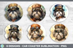 Steampunk Lhasa Apso Dog Car Coaster | Sublimation Coaster D Product Image 2