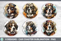 Steampunk Saint Bernard Dog Car Coaster | Sublimation Coaste Product Image 2