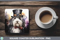 Steampunk Dog Old English Sheepdog Square Coaster Sublimatio Product Image 1