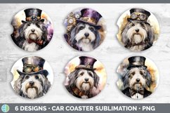 Steampunk Sheepdog Dog Car Coaster | Sublimation Coaster Des Product Image 2