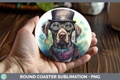 Steampunk Dog Weimaraner Round Coaster Sublimation Coaster D Product Image 1