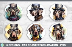 Steampunk Weimaraner Dog Car Coaster | Sublimation Coaster D Product Image 2