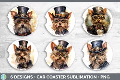 Steampunk Yorkshire Terrier Dog Car Coaster | Sublimation Co Product Image 2