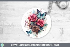 Steampunk Rose Keychain Sublimation Keyring Designs Product Image 1