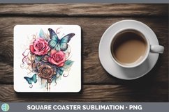 Steampunk Rose Square Coaster Sublimation Coaster Designs Product Image 1