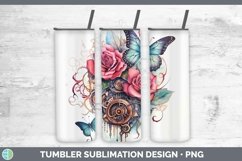 Steampunk Rose Tumbler Sublimation 20 oz Skinny Tumbler Desi Product Image 1