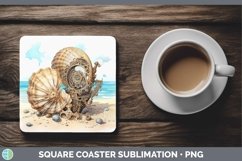 Steampunk Seashell Square Coaster Sublimation Coaster Design Product Image 1