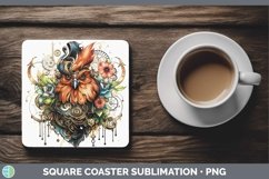 Steampunk Chicken Square Coaster Sublimation Coaster Designs Product Image 1