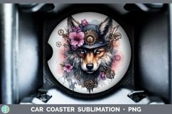 Steampunk Wolf Car Coaster Sublimation Coaster Designs Product Image 1