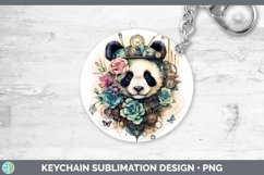 Steampunk Panda Keychain Sublimation Keyring Designs Product Image 1