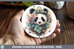 Steampunk Panda Round Coaster Sublimation Coaster Designs Product Image 1