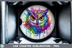 Splat Rainbow Owl Car Coaster Sublimation Coaster Designs Product Image 1