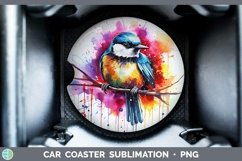 Splat Rainbow Chickadee Car Coaster Sublimation Coaster Desi Product Image 1
