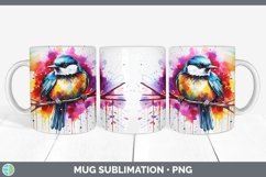 Splat Rainbow Chickadee Mug Wrap Sublimation Coffee Cup Desi Product Image 1