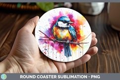 Splat Rainbow Chickadee Round Coaster Sublimation Coaster De Product Image 1