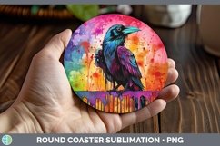 Splat Rainbow Crow Round Coaster Sublimation Coaster Designs Product Image 1