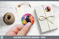 Splat Rainbow Crow Stickers | Round Labels Designs Product Image 1