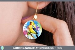Splat Rainbow Goldfinch Round Earrings Sublimation Earrings Product Image 1