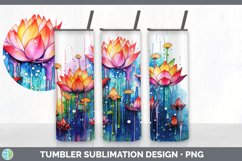 Rainbow Lotus Flowers Tumbler | Sublimation 20 oz Skinny Tum Product Image 4