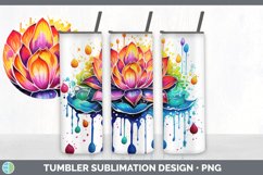 Rainbow Lotus Flowers Tumbler | Sublimation 20 oz Skinny Tum Product Image 5