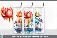 Rainbow Lotus Flowers Tumbler | Sublimation 20 oz Skinny Tum Product Image 7