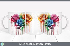 Splat Rainbow Rose Flowers Mug Wrap | Sublimation Coffee Cup Product Image 2