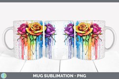 Splat Rainbow Rose Flowers Mug Wrap | Sublimation Coffee Cup Product Image 3