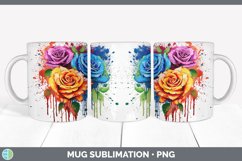 Splat Rainbow Rose Flowers Mug Wrap | Sublimation Coffee Cup Product Image 4