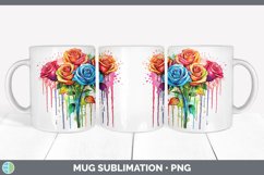 Splat Rainbow Rose Flowers Mug Wrap | Sublimation Coffee Cup Product Image 5