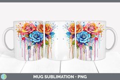 Splat Rainbow Rose Flowers Mug Wrap | Sublimation Coffee Cup Product Image 6