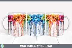 Splat Rainbow Rose Flowers Mug Wrap | Sublimation Coffee Cup Product Image 7