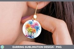 GorgeousWatercolor Flowers Round Earrings design.