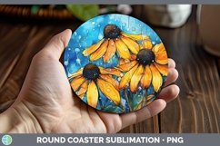 GorgeousWatercolor Flowers Round Coaster design.