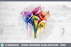 Watercolor Flowers Calla Lily Wind Spinner Sublimation Spinn Product Image 1