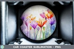 Watercolor Flowers Crocus Car Coaster Sublimation Coaster De Product Image 1