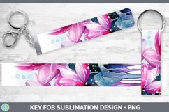 Watercolor Flowers Cyclamen Key Fob Sublimation Wristlet Des Product Image 1