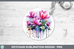 Watercolor Flowers Cyclamen Keychain Sublimation Keyring Des Product Image 1