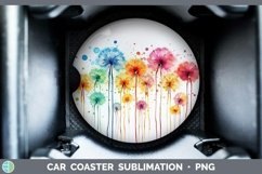 Watercolor Flowers Dandelion Car Coaster Sublimation Coaster Product Image 1
