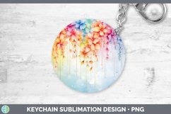 Watercolor Flowers Jasmine Keychain Sublimation Keyring Desi Product Image 1