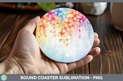 GorgeousWatercolor Flowers Round Coaster design.