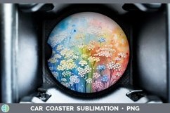 Watercolor Flowers Babys Breath Gypsophila Car Coaster Subli Product Image 1