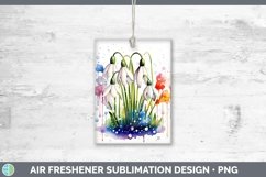 Watercolor Flowers Snowdrop Air Freshener Sublimation Car Fr Product Image 1