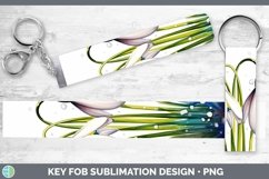 Watercolor Flowers Snowdrop Key Fob Sublimation Wristlet Des Product Image 1