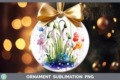 Watercolor Flowers Snowdrop Ornament Sublimation Bauble Desi Product Image 1