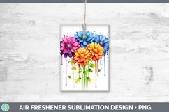 Watercolor Flowers Zinnia Air Freshener Sublimation Car Fres Product Image 1